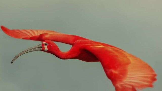 Scarlet Ibis in Flight with Nature.