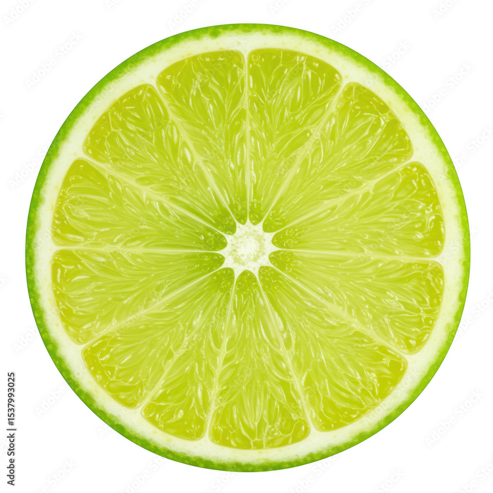 Poster perfect lime slice cross section isolated on transparent background