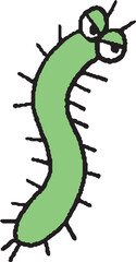攻撃的な毛虫/芋虫の手描きイラスト