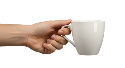 Hand Holding a White Coffee Mug A Simple, Clean Image