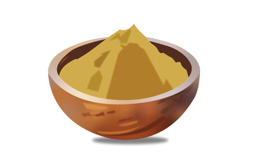 Aamchur powder in a bowl silhouettes, Vectors, Black and White Background