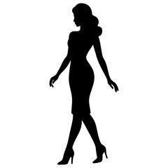 Beautiful vector silhouette of a dancing woman's body in a slim, elegant pose
