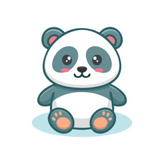 Fototapeta premium Cute Panda Vector with Bold Outline and Happy Face in Minimal Flat Style