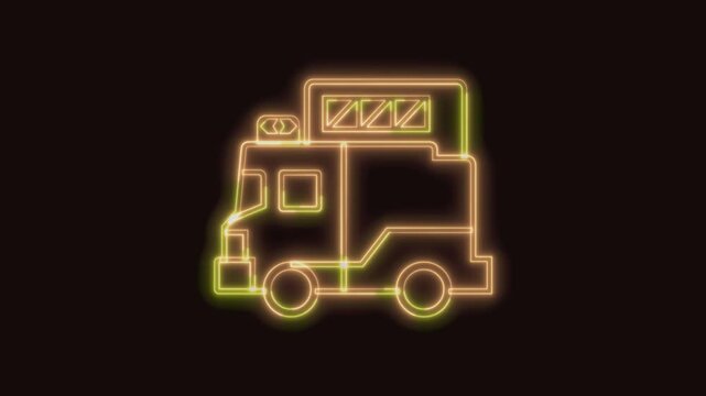 Fire Truck Icon Neon Seamless Loop 4K (Black Background) | Animated Promotional Typography for Video Editing