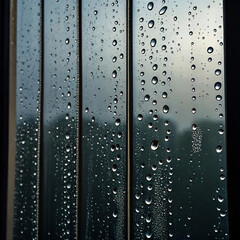 Water Droplets Forming Trails on a Dark Vertical Window