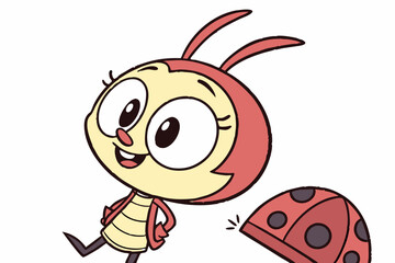  Happy Ladybug Cartoon with Detached Shell