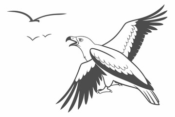 Obraz premium Majestic Flying Hawk Clipart: Black and White Bird of Prey