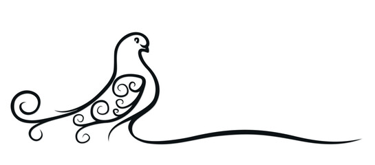The symbol of a stylized pigeon.
