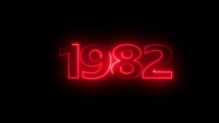 1982 neon line text. Abstract 1982 neon text animation, Glowing neon number text background 4k video animation . important year, important date 1982.
