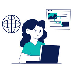 women with laptop flat illustration vector