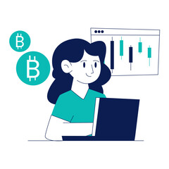 women with laptop flat illustration vector