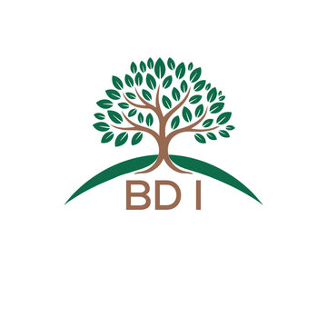 Eco Tree Logo with BDI Text &ndash; Green Nature Concept Emblem Design. BDI Letter Logo.
