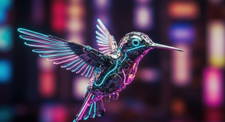 Obraz premium Colorful abstract hummingbird in flight