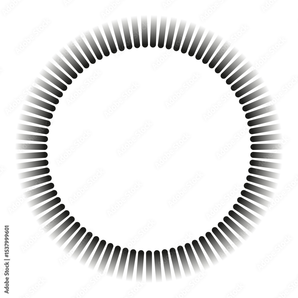 Poster fading circle lines. abstract radial pattern. gradient ring shape. vector modern design.