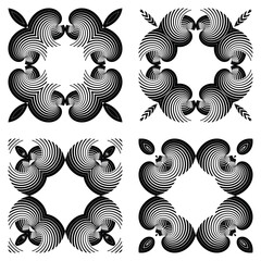 set of op art patterns, ornaments, vector decorative design elements