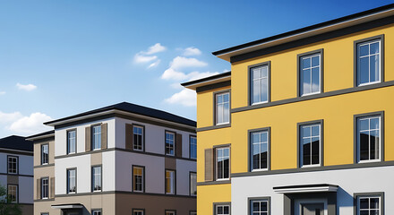 Fototapeta premium Colorful Townhouses Under A Sunny Sky