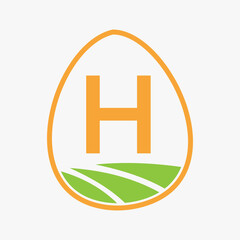 Fototapeta premium Farming Logo On Letter H Concept For Agriculture Symbol Vector Template