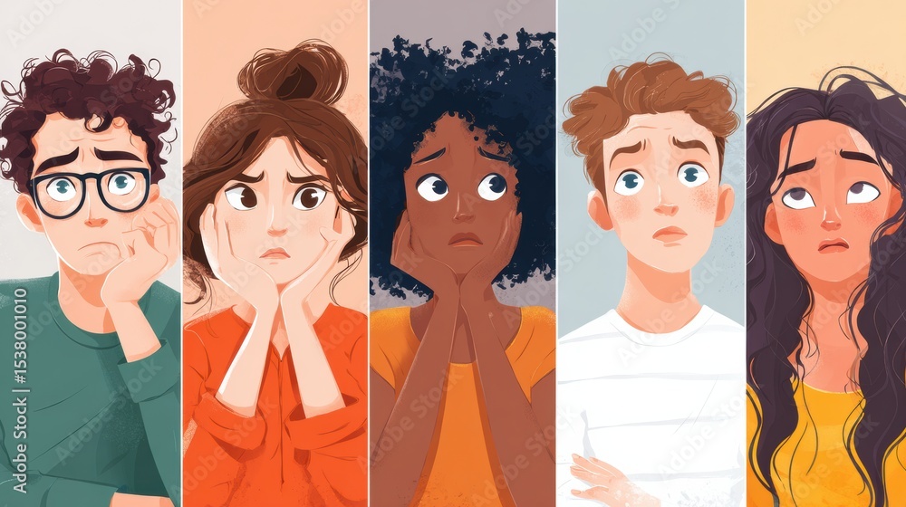 Poster emotional boundaries chart illustrating various feelings and expressions in diverse characters