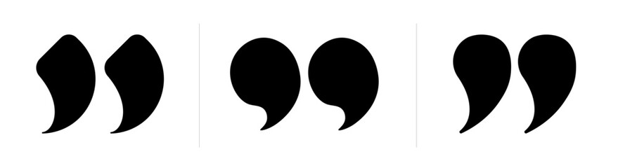 Testimonial template, Quotation mark and symbol, speech punctuation, excerpt commas, double comma. Remark button , Quote, Review, Feedback, rate us, commas on white background, testimonial icon set