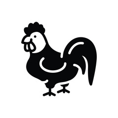 Black solid icon for chicken
