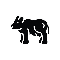 Black solid icon for cow