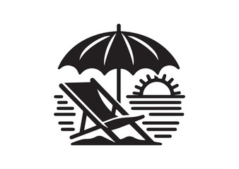 Beach chair and umbrella Silhouette Vector