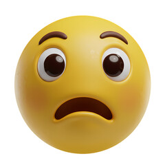 Fototapeta premium 3D Render of a Worried Emoticon isolated on transparent bacckground