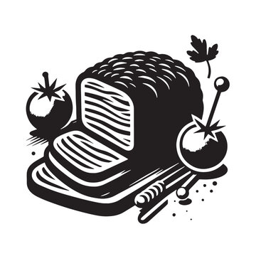 black and white meatloaf with tomatoes clip art preview