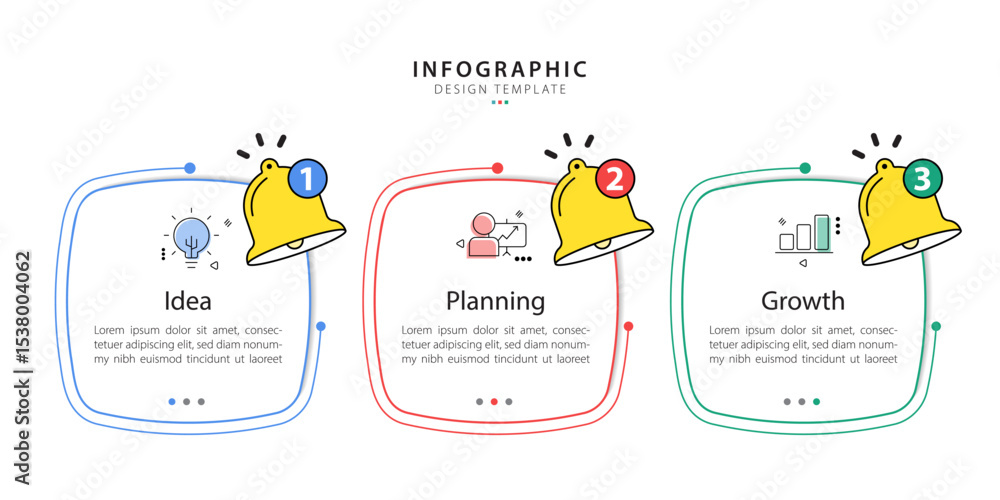 Poster timeline creator infographic template. 3 step timeline journey, calendar flat simple infographics de