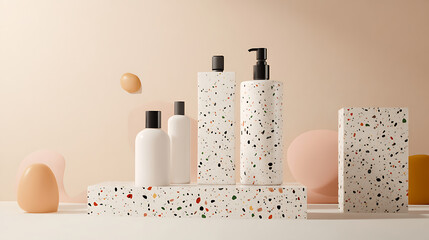Elegant Terrazzo Bottles Showcase Luxurious Bathroom Products featuring modern design and sophisticated aesthetic