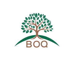 Obraz premium Initial BOQ Letter Linked Logo for business and company identity. Modern BOQ Letter Logo Vector Template with modern trendy golden logo. 