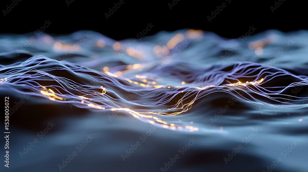 Poster mesmerizing abstract representation of glowing ocean waves