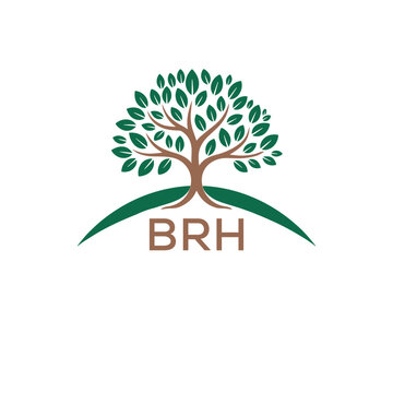 Eco Tree Logo with BRH Text &ndash; Green Nature Concept Emblem Design. BRH Letter Logo.
