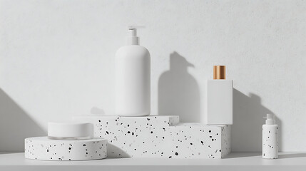 Elegant Terrazzo Bottles Showcase Luxurious Bathroom Products featuring modern design and sophisticated aesthetic