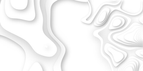 Modern white wavy vector background. Abstract luxury modern background realistic papercut decoration textured with wavy layers 3d topography relief vector design Contour maps. curved layers.	