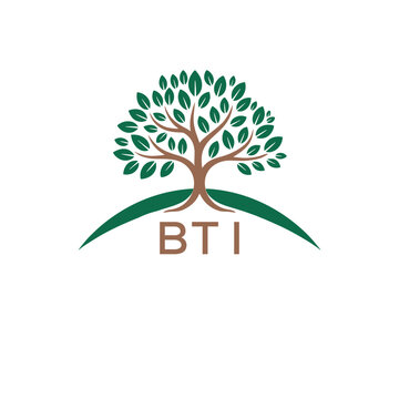 Eco Tree Logo with BTI Text &ndash; Green Nature Concept Emblem Design. BTI Letter Logo.
