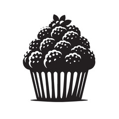 Black Muffins Silhouette Vector, High Quality Illustration on White Background