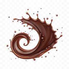 realistic 3d smooth dark chocolate liquid splash in different style 