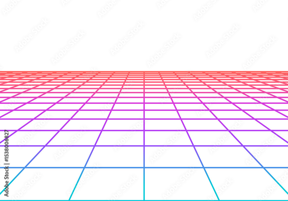 Poster minimalistic grid floor with retro 80s synthwave style and aesthetics, isolated floor perspective vi