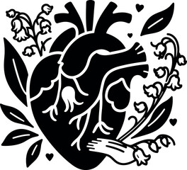 Emotional heart and soul scene decorated with soft white Lily of the Valley bells