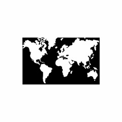 Black and White World Map Illustration Global Cartography Graphic Earth Geography Design Travel Education