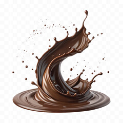realistic 3d smooth dark chocolate liquid splash in different style 