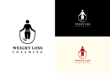 illustration of figure jumping rope, icon, minimalist, vector logo for exercise, game, workout, gym, personal trainer, fat loss, wellness, fitness, health, weight loss coaching, and more