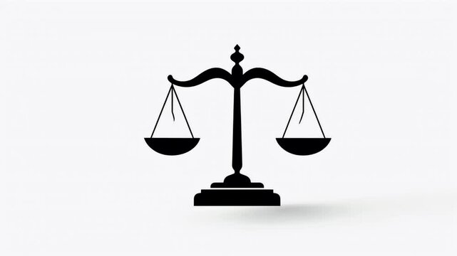 digital animation balanced justice scales symbolizing fairness law created modern minimalistic outline design web UI use