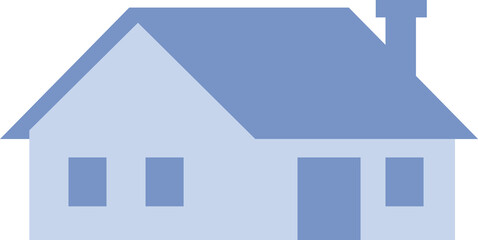 Fototapeta premium Abstract house on white background with chimney and windows. Simple flat illustration of building for city landscape or architectural design.