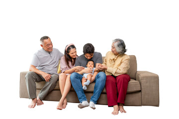 Three Generations of Family Together on Couch