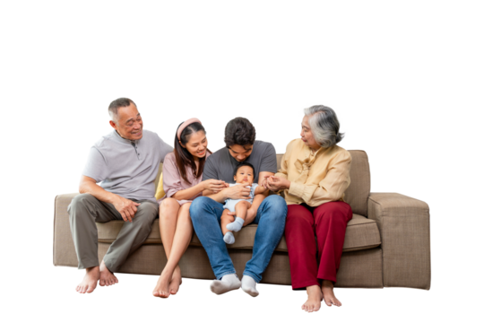 Three Generations of Family Together on Couch