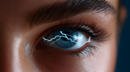 Naklejka premium Lightning striking from the eye, a dramatic storm energy concept.