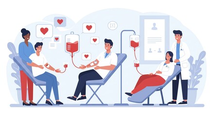 Blood Donation Drive: Giving Blood Saves Lives - Vector Illustration