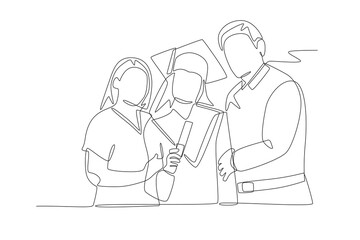 Family graduations concept one-line drawing